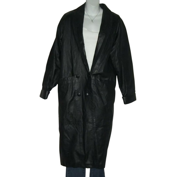 Marco Morani Leather & Suede Jacket Vintage 90's Long Trench Goth alt egirl y2k - Picture 1 of 16